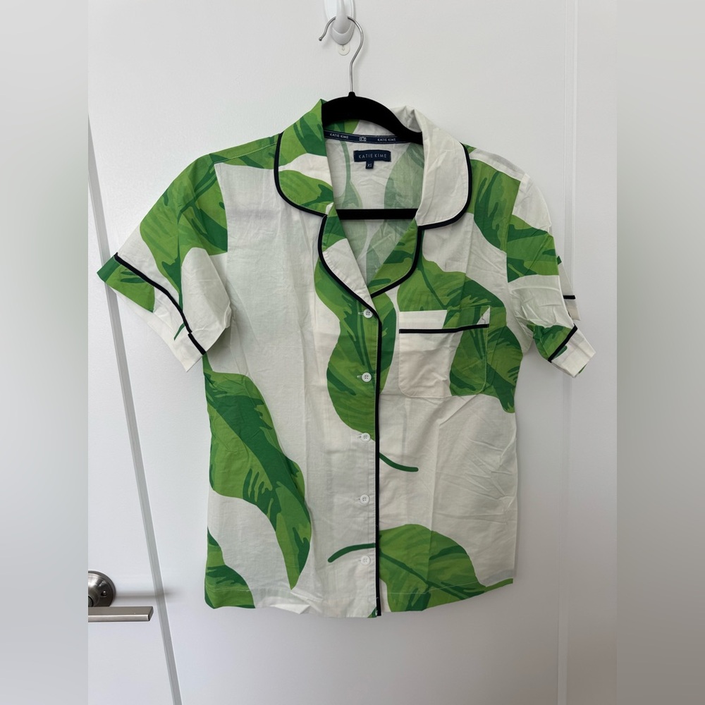 Katie Kime Green Leaf Print Pajama Set